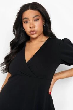 Vestito Skater Midi Plus Size A Incrocio -Negozio al dettaglio Vestiti gzz05793 black xl 3