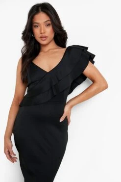 Vestito Midi Petite Asimmetrico Con Arricciature -Negozio al dettaglio Vestiti gzz06361 black xl 3