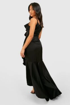 Vestito Maxi Petite Premium In Raso Con Fiocco Sul Retro 5 Vestito Maxi Petite Premium In Raso Con Fiocco Sul Retro -Negozio al dettaglio Vestiti gzz06422 black xl 1