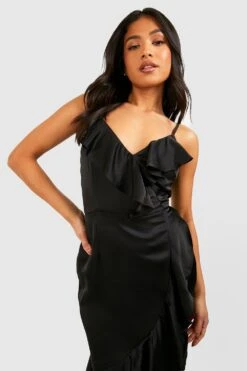 Vestito Maxi Petite Premium In Raso Con Fiocco Sul Retro 7 Vestito Maxi Petite Premium In Raso Con Fiocco Sul Retro -Negozio al dettaglio Vestiti gzz06422 black xl 3