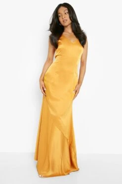 Vestito Maxi Petite Premium In Raso -Negozio al dettaglio Vestiti gzz06433 burnt20orange xl 3