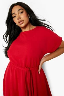 Vestito Skater Plus Size Con Laccetti In Vita -Negozio al dettaglio Vestiti gzz07012 red xl 3