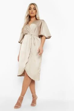 Vestito Scaldacuore Midi Plus Size Da Cerimonia In Raso