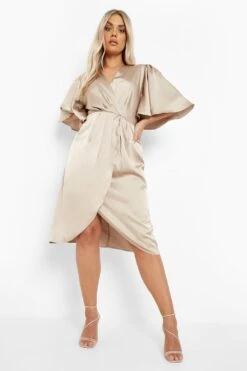 Vestito Scaldacuore Midi Plus Size Da Cerimonia In Raso -Negozio al dettaglio Vestiti gzz07055 champagne xl 3