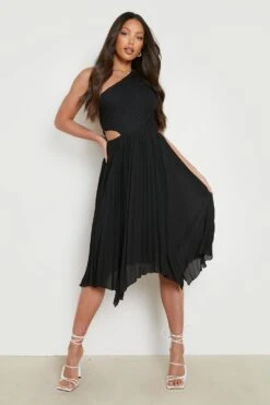 Vestito Midi Tall Monospalla Con Pieghe -Negozio al dettaglio Vestiti gzz07116 black xl 2