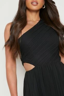 Vestito Midi Tall Monospalla Con Pieghe -Negozio al dettaglio Vestiti gzz07116 black xl 3