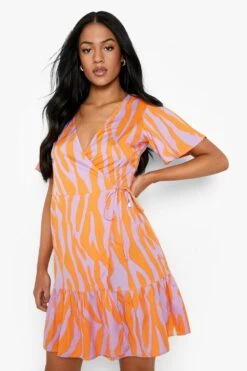 Vestito Scaldacuore Da Giorno Tall Con Stampa Zebrata -Negozio al dettaglio Vestiti gzz08176 orange xl 3