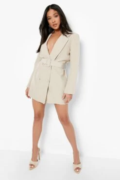 Vestito Blazer Petite Con Bottoni E Cintura In Tessuto -Negozio al dettaglio Vestiti gzz08602 stone xl 2