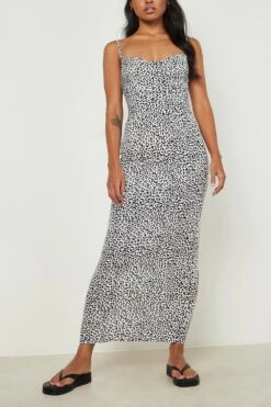 Vestito Maxi Con Stampa Leopardata E Scollo A Cappuccio -Negozio al dettaglio Vestiti gzz09027 brown xl 3