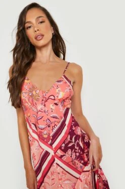 Vestito Pull-on Con Stampa Stile Foulard E Spalline -Negozio al dettaglio Vestiti gzz09745 pink xl 3