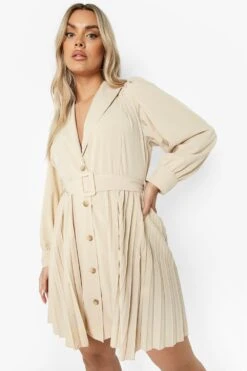 Vestito Skater Plus Size Con Blazer A Pieghe E Cintura
