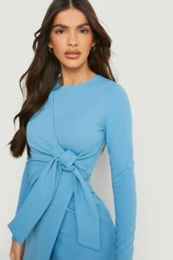 Vestito Scaldacuore Midi Con Dettaglio Annodato 7 Vestito Scaldacuore Midi Con Dettaglio Annodato -Negozio al dettaglio Vestiti gzz10398 azure xl 3