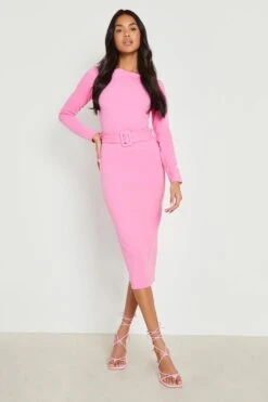 Vestito Midi Con Scollo A Barchetta E Cintura