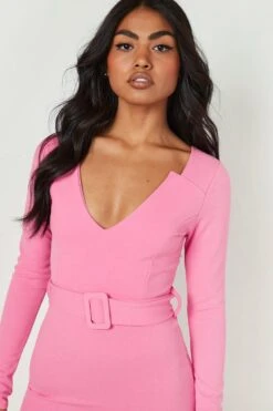 Vestito Midi Con Intaglio Sullo Scollo E Cintura -Negozio al dettaglio Vestiti gzz10401 candy20pink xl 3