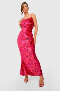 Vestito Maxi In Dévoré Con Scollo A Cappuccio -Negozio al dettaglio Vestiti gzz11475 hot20pink xl 2