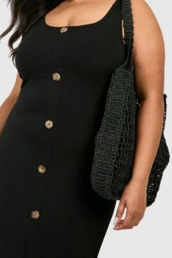 Set Coordinato Plus Size - Vestito Midi Con Bottoni In Corno & Spolverino 7 Set Coordinato Plus Size - Vestito Midi Con Bottoni In Corno & Spolverino -Negozio al dettaglio Vestiti gzz12098 black xl 3