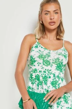 Vestito Grembiule Con Stampa Con Motivi Stile Porcellana E Laccetti Annodati Alle Spalle -Negozio al dettaglio Vestiti gzz12433 green xl 3