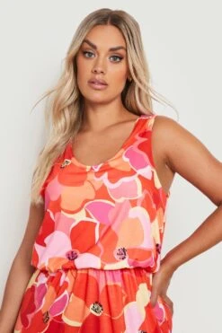 Vestito Maxi Plus Size Con Stampa Astratta -Negozio al dettaglio Vestiti gzz13204 red xl 3