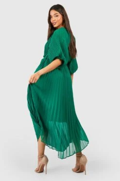 Vestito Midi Con Pieghe E Maniche A Sbuffo 5 Vestito Midi Con Pieghe E Maniche A Sbuffo -Negozio al dettaglio Vestiti gzz13377 emerald xl 1