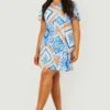 Vestito Skater Plus Size A Maniche Corte In Fantasia Cachemire