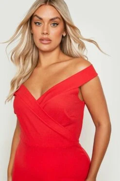 Vestito Scaldacuore Maxi Plus Size Con Spalle Scoperte -Negozio al dettaglio Vestiti gzz13776 red xl 3
