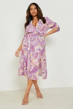 Vestito Camicia Midi Plus Size In Fantasia Cachemire