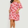 Vestito Prendisole Plus Size A Fiori Con Maniche A Sbuffo