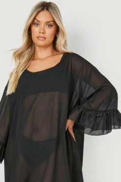 Vestito Da Mare Plus Size Con Arricciature -Negozio al dettaglio Vestiti gzz14003 black xl 3