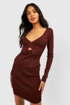 Vestito Midi In Maglia Con Cut-out -Negozio al dettaglio Vestiti gzz14644 chocolate xl 2
