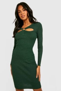 Vestito In Maglia A Coste Con Cut-out E Anello 6 Vestito In Maglia A Coste Con Cut-out E Anello -Negozio al dettaglio Vestiti gzz14645 dark20green xl 2