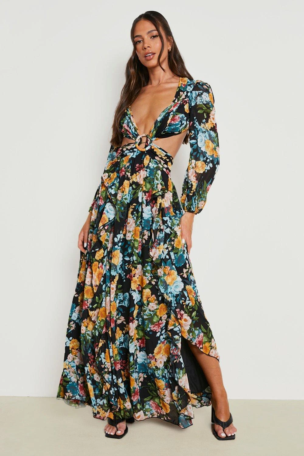 Vestito Maxi A Fiori Aperto Sul Retro Con Cut-out 3 Vestito Maxi A Fiori Aperto Sul Retro Con Cut-out - immagine 3