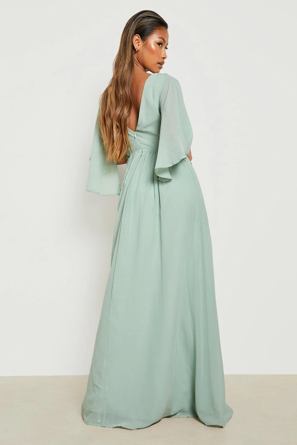 Vestito Scaldacuore Maxi In Chiffon Con Maniche Ad Angelo 2 Vestito Scaldacuore Maxi In Chiffon Con Maniche Ad Angelo - immagine 2