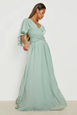 Vestito Scaldacuore Maxi In Chiffon Con Maniche Ad Angelo 6 Vestito Scaldacuore Maxi In Chiffon Con Maniche Ad Angelo -Negozio al dettaglio Vestiti gzz14743 sage xl 2
