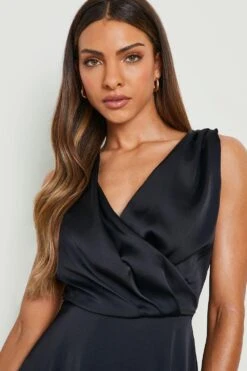 Vestito Scaldacuore Midi In Raso Con Scollo A Cappuccio -Negozio al dettaglio Vestiti gzz14746 black xl 3