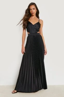 Vestito Scaldacuore Maxi In Raso A Pieghe -Negozio al dettaglio Vestiti gzz14764 black xl 2