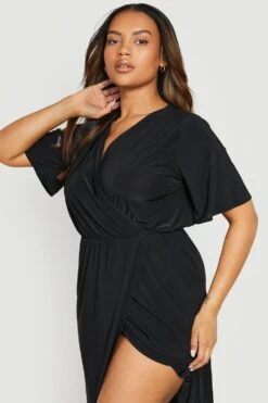 Vestito Scaldacuore Maxi Plus Size Seducente Con Maniche Ad Angelo 7 Vestito Scaldacuore Maxi Plus Size Seducente Con Maniche Ad Angelo -Negozio al dettaglio Vestiti gzz14848 black xl 3