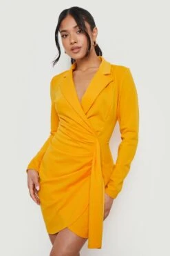Vestito Scaldacuore A Blazer Petite Drappeggiato Davanti -Negozio al dettaglio Vestiti gzz14868 marigold xl 2