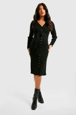 Vestito Midi Premaman In Maglia Con Bottoni -Negozio al dettaglio Vestiti gzz15111 black xl 2