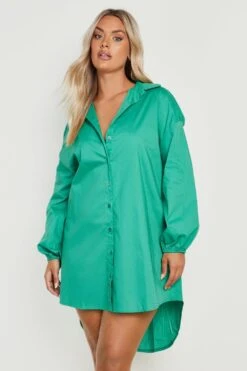 Vestito Camicia Plus Size Con Fondo Asimmetrico 6 Vestito Camicia Plus Size Con Fondo Asimmetrico -Negozio al dettaglio Vestiti gzz15484 green xl 2