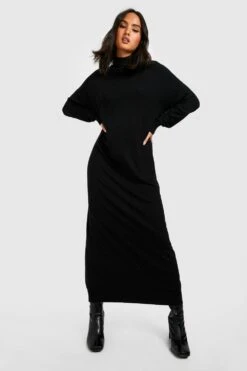 Vestito Longuette In Maglia Fine Con Collo Alto -Negozio al dettaglio Vestiti gzz15592 black xl 2