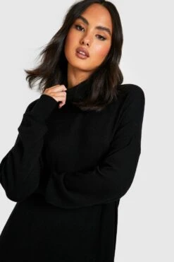 Vestito Longuette In Maglia Fine Con Collo Alto -Negozio al dettaglio Vestiti gzz15592 black xl 3