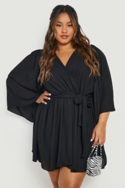 Vestito Scaldacuore Plus Size Con Maniche Ad Angelo -Negozio al dettaglio Vestiti gzz15658 black xl 2