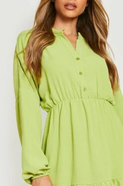 Vestito Skater A Camicia Con Fondo Arricciato -Negozio al dettaglio Vestiti gzz15858 green xl 3