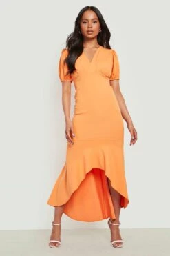 Vestito Maxi Petite In Scuba Con Fondo A Sirena -Negozio al dettaglio Vestiti gzz16006 orange xl 2