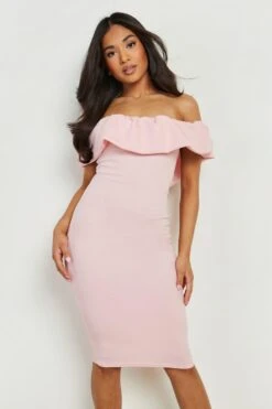 Vestito Midi Petite In Scuba Con Maniche Arricciate E Scollo Bardot -Negozio al dettaglio Vestiti gzz16007 bubblegum xl 3