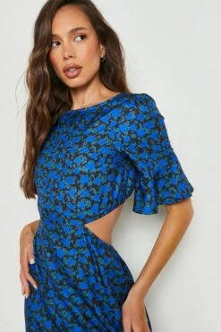 Vestito Maxi A Fiori Con Cut-out E Fondo Sceso 7 Vestito Maxi A Fiori Con Cut-out E Fondo Sceso -Negozio al dettaglio Vestiti gzz16102 blue xl 3