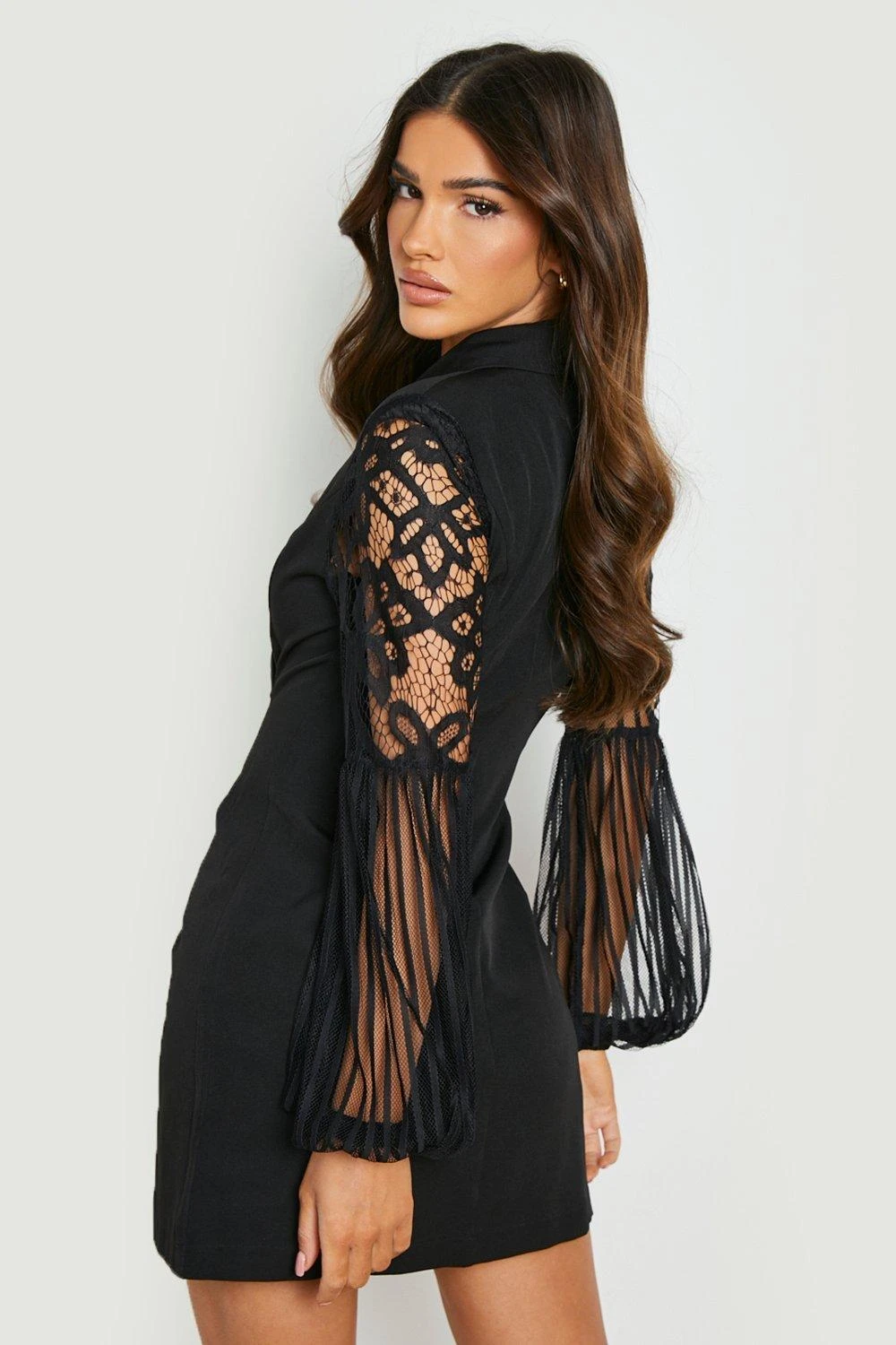 Vestito Blazer Con Maniche In Pizzo 2 Vestito Blazer Con Maniche In Pizzo - immagine 2