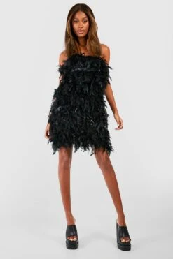 Vestito A Fascia Con Piume -Negozio al dettaglio Vestiti gzz16263 black xl 2