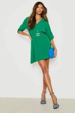 Vestito Camicia Con Cintura