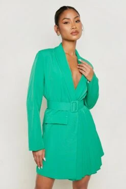 Vestito Blazer Con Pieghe E Cintura In Tessuto -Negozio al dettaglio Vestiti gzz16297 bright20green xl 2